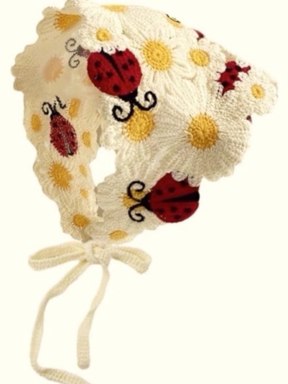 NEW Nordstrom Piper.k Crochet Daisy & Ladybug Bandanna Headband Accessories